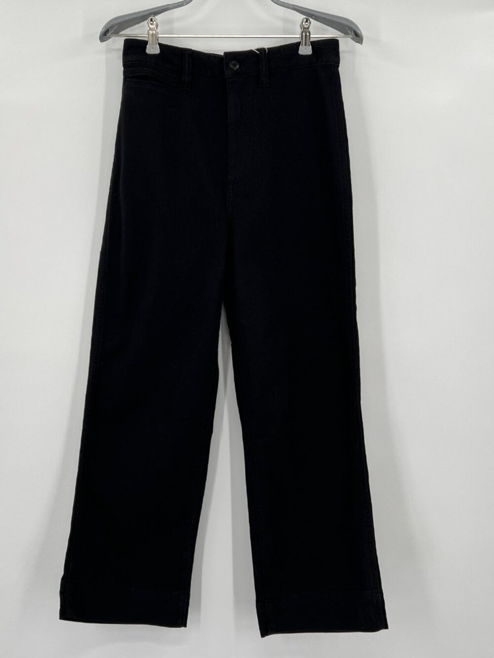 Quince Women's Black Stretch Cotton Twill Wide-Leg Crop Pants sz 30 NWT